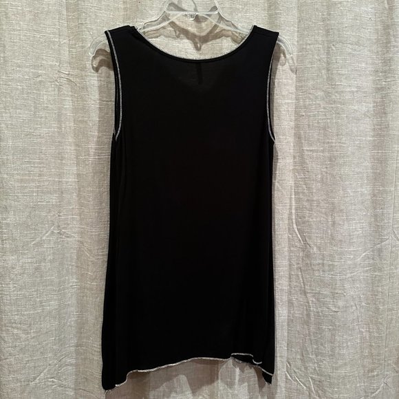 Edista Black & Beige Embellished Graphic Long Tank Top Medium - Picture 4 of 7
